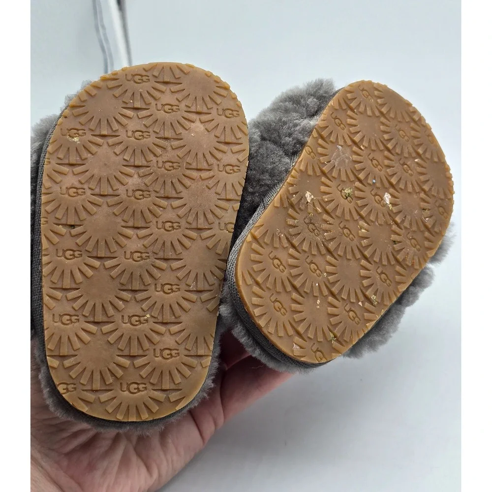 UGG Fluff Yeah Slide Charcoal Grey Toddler Kids Sandals Size 4/5